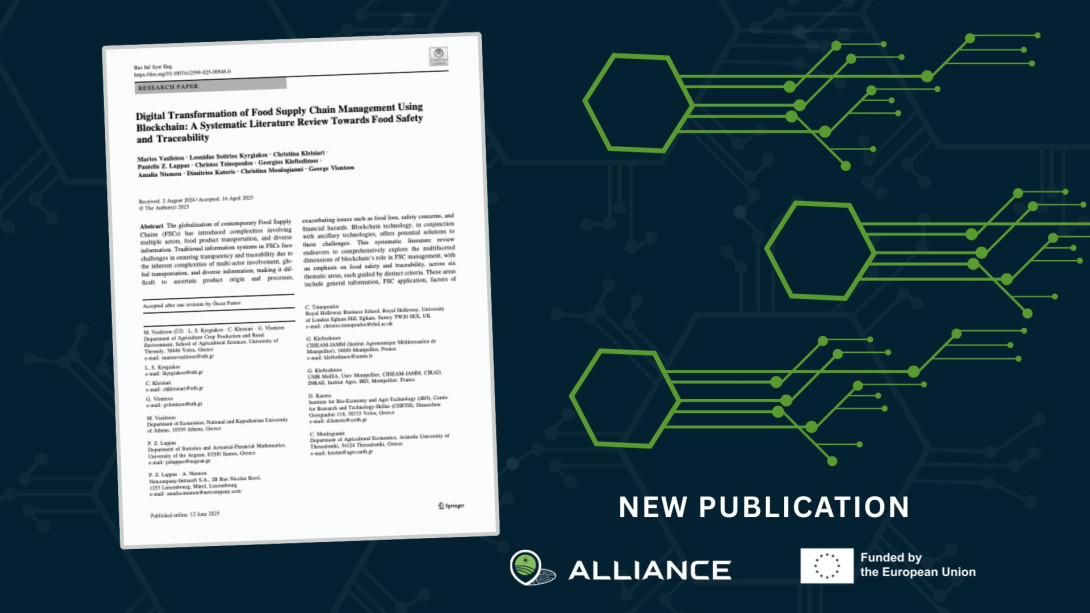A preview of the published paper cover page. The image background is dark blue, with graphic elements symbolising nodes in a blockchain